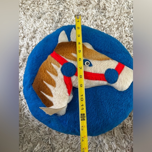 Unique Vintage Horse Pillow Round 15” - Picture 6 of 6